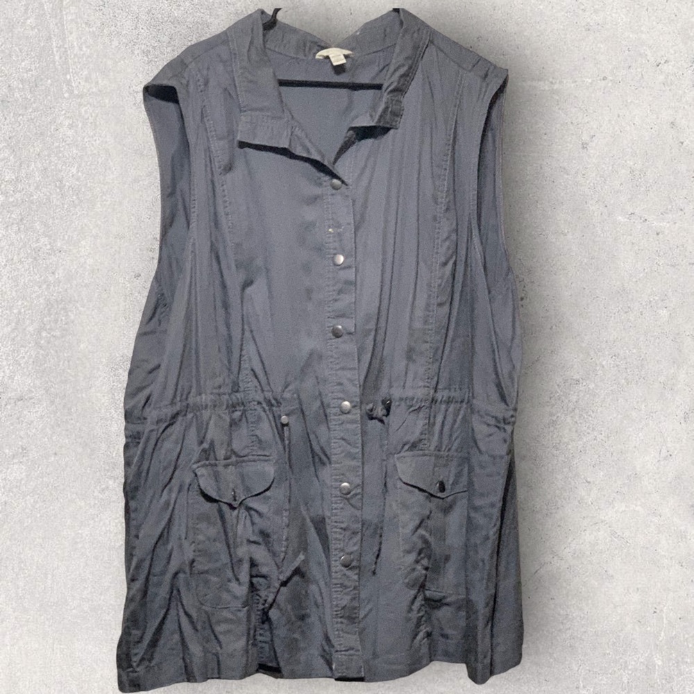 Gray button down vest